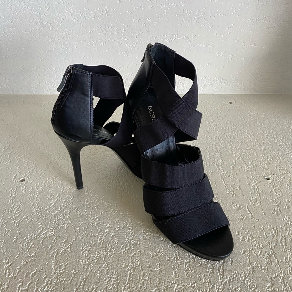 BCBG Black Strappy Heel Size 8
